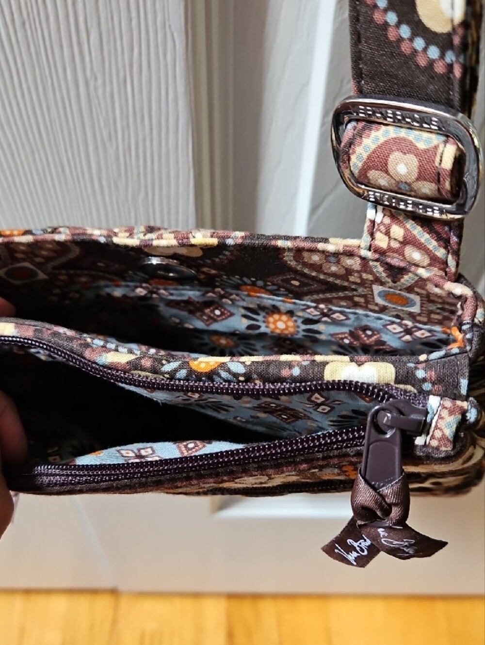 Vera Bradley Brown Floral Quilted Crossbody with Orange Accents - Picture 4 of 4